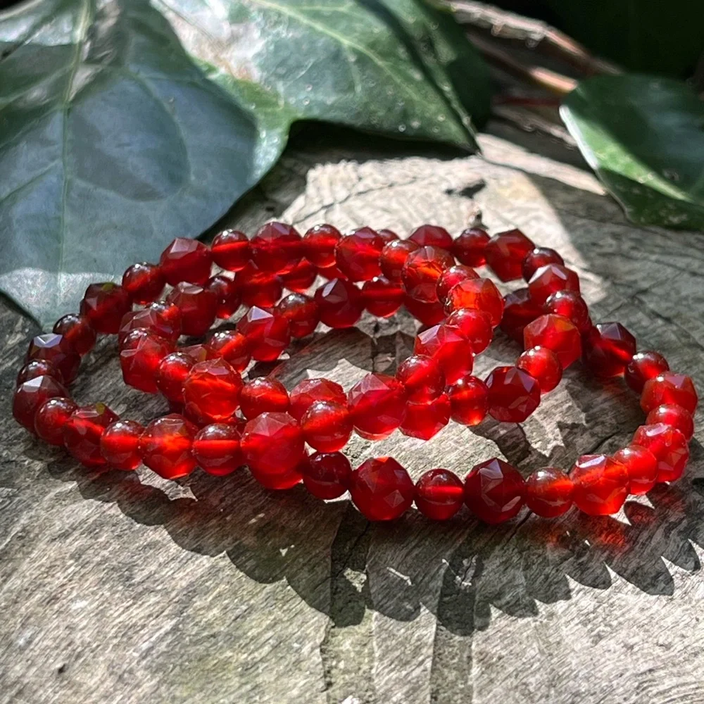 8mm stretchable faceted carnelian bracelet‎